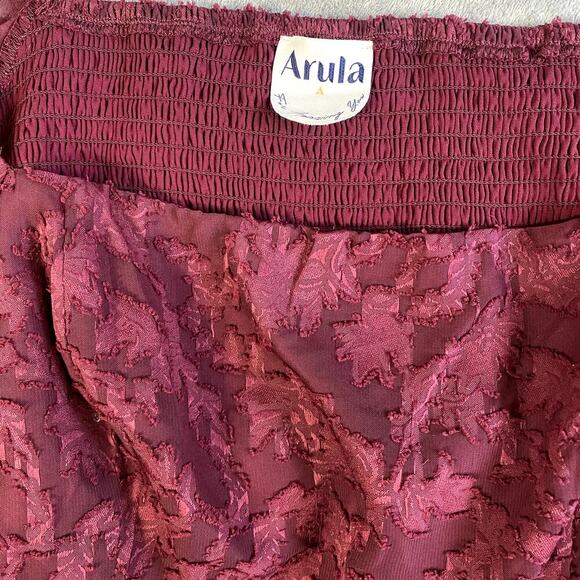 Arula Burgundy Lace Bishop Sleeve Top Women's XL NWT Boho Cottagecore Milkmaid - Picture 9 of 10